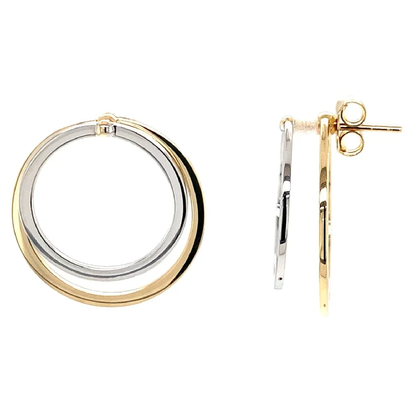 Hoop earrings with oversized designs for a bold, fashion-forward statement-14K Two Tone Double Circle Earrings