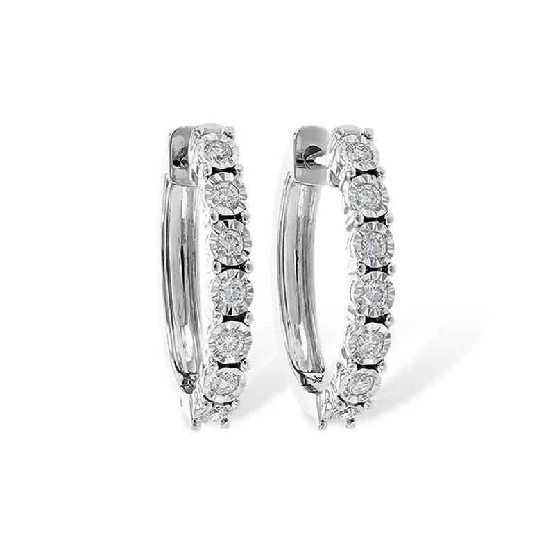 Best hoop earrings with geometric cuts for a sharp, modern appeal-14K White Gold 0.25cttw. Diamond Illusion Hoop Earrings