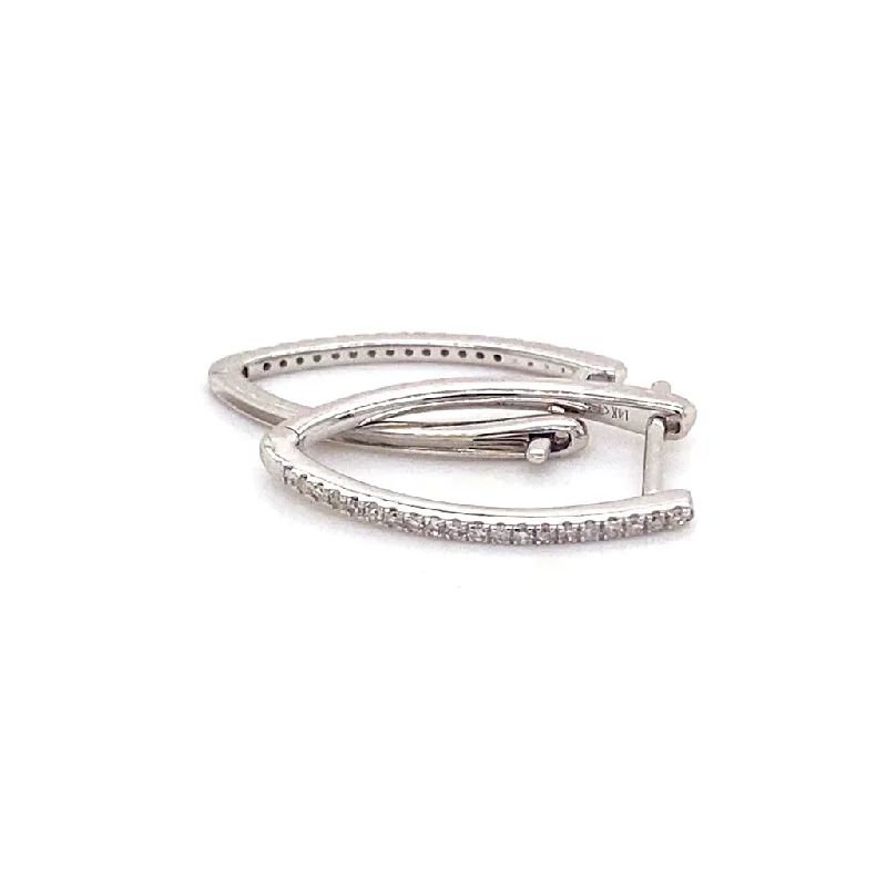 Hoop earrings with dangling charms for a playful and fun look-14k White Gold Diamond V-Hoop Huggie Earrings