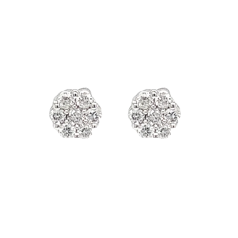 Best hoop earrings with baroque pearls for a luxurious and elegant vibe-14K White Gold Mini Diamond Cluster Studs