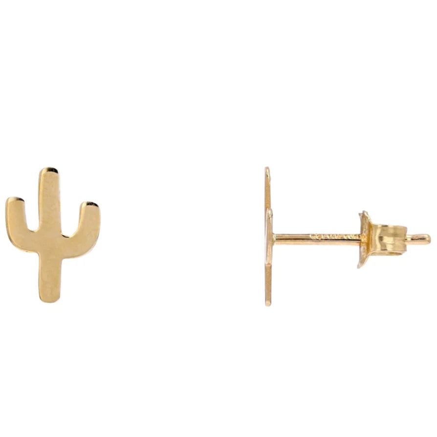 Hoop earrings with spiral designs for a dynamic and fluid look-14K Yellow Gold Cactus Studs