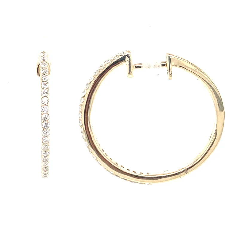 Hoop earrings with rhinestone-studded rims for a glamorous touch-14K Yellow Gold Diamond Hoop