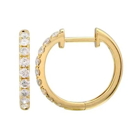 Hoop earrings with hammered copper for a warm and rustic aesthetic-14K Yellow Gold Diamond Hoops