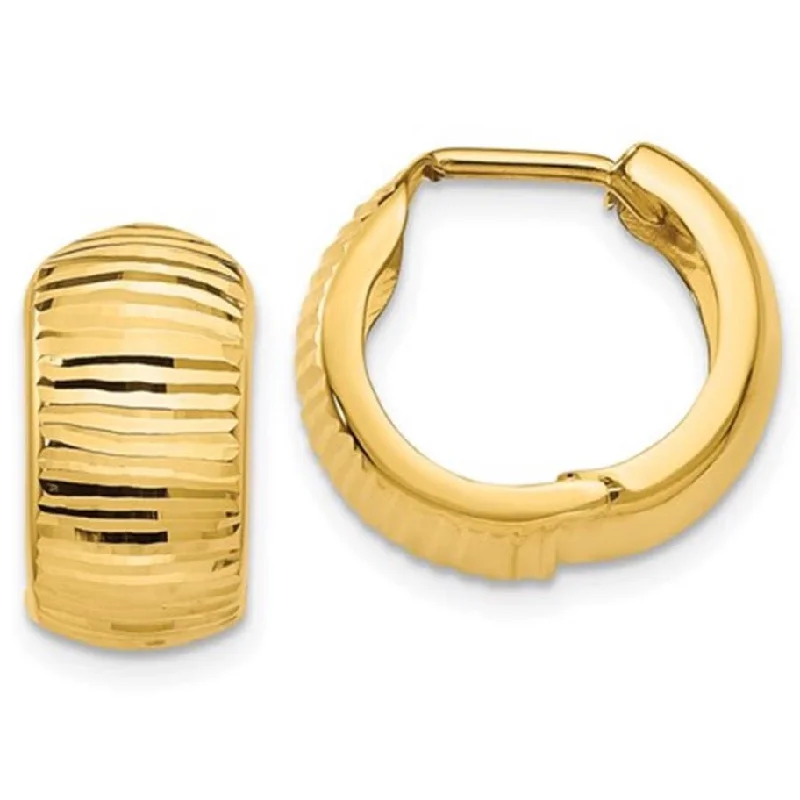 Hoop earrings with stacked layers for a bold and textured design-14K Textured Huggie Earrings