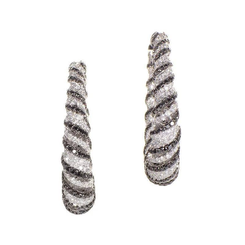 Hoop earrings with circle designs for a classic and timeless shape-18K White Gold Zebra Hoop Earrings