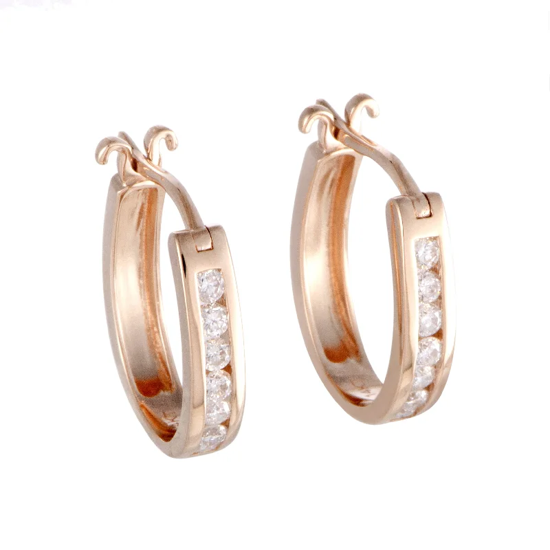 Medium hoop earrings for an everyday look with the perfect balance of style-~.33ct Small 14K Rose Gold Diamond Oval Hoop Earrings