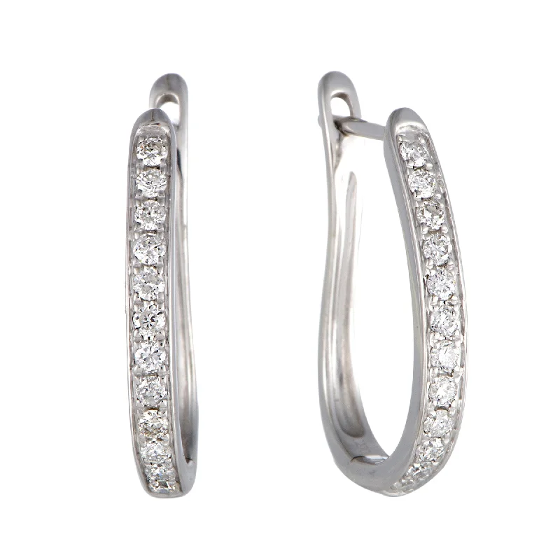 Best hoop earrings with crescent-shaped designs for a bold, moon-inspired style-~.50ct 14K White Gold Diamond Oval Hoop Earrings AER-14264W