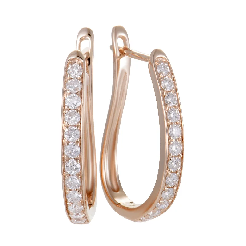 Hoop earrings with gold accents for a warm, elegant statement piece-~.75ct 14K Rose Gold Diamond Oval Hoop Earrings AER-14265R