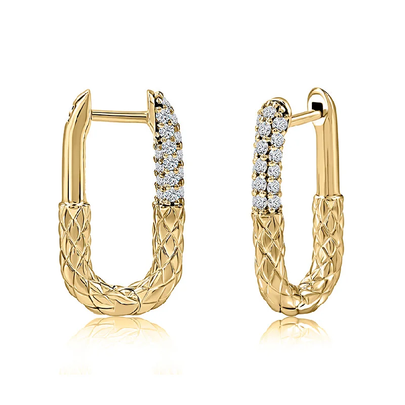 Best hoop earrings with smooth ceramic finishes for a polished, clean style-A. Jaffe 14K Yellow Gold 0.44cttw. Half Diamond Half Quilted Small Hoop Earrings