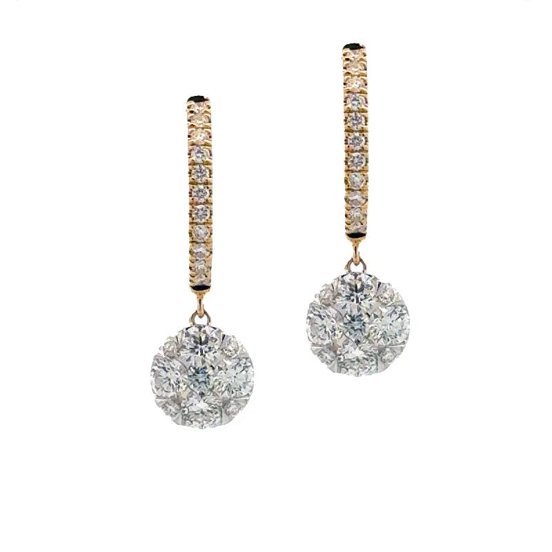 Best hoop earrings with stacked layers for a dimensional and bold look-A. Jaffe 14K Yellow Gold 0.93cttw. Diamond Drop Cluster Small Hoop Earrings