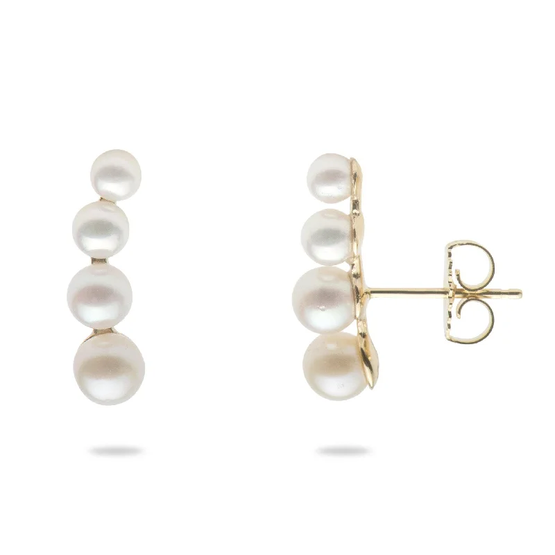 Best hoop earrings with blackened metal for an edgy and bold appearance-Akoya & Freshwater White Pearl Earrings in Gold - 3.5-6mm