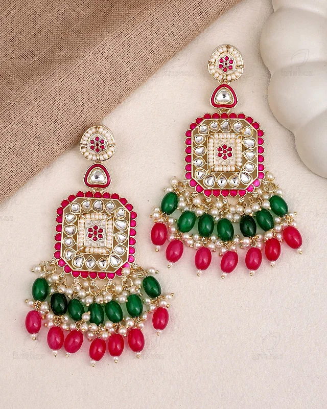 Hoop earrings with open designs for a modern, lighthearted vibe-Bani Kundan Danglers-M