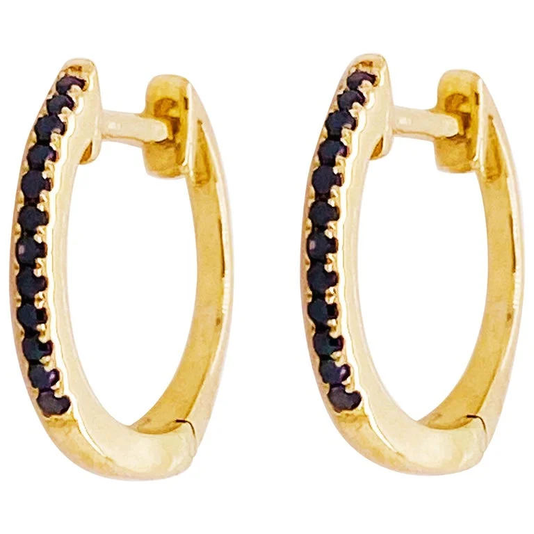 Hoop earrings with cut-out designs for a creative and lightweight effect-Black Diamond Huggie Earrings