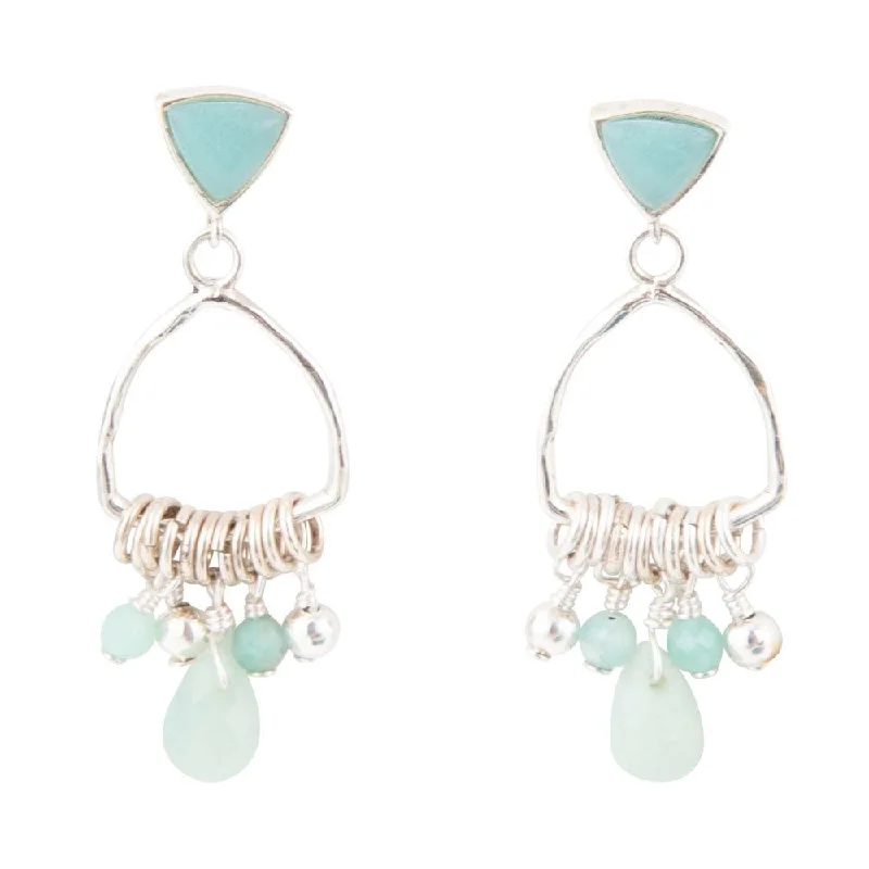 Hoop earrings with crescent moon shapes for a celestial and mystical appearance-Blue Amazonite and Sterling Silver Chandelier Earrings