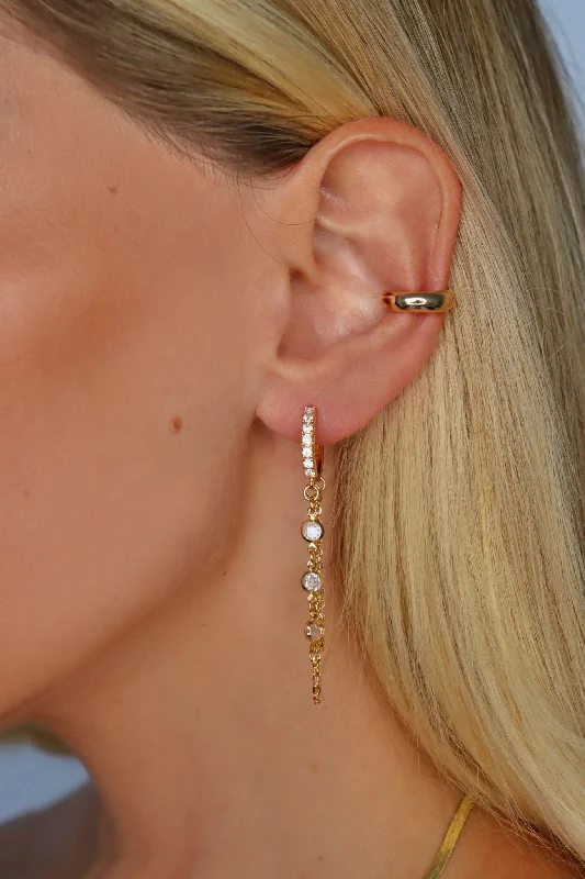 Classic hoop earrings with a thin profile for a sleek and subtle style-Chiara- Diamond Chain Huggies