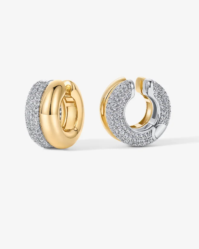 Hoop earrings with satin finishes for a smooth and elegant appearance-Chunky Pave Ear Cuffs