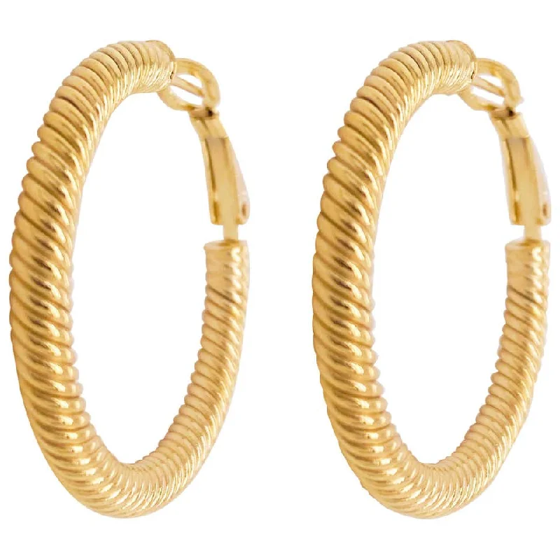 Hoop earrings with pearl accents for a chic and classic style-14 Karat Yellow Gold Twisted Medium Hoop Earrings