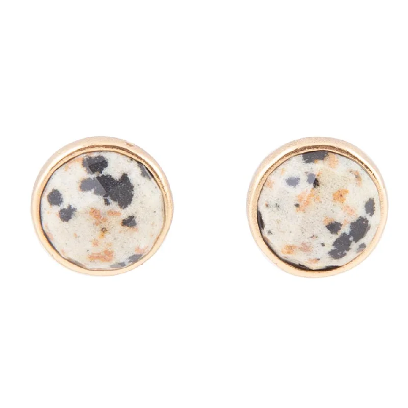 Best hoop earrings with gold-plated finishes for an affordable luxury vibe-Dalmatian White and Black Jasper Golden Post Earrings