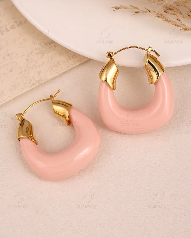 Hoop earrings with enamel stripes for a colorful and eye-catching design-Danyi Fashionable Hoop