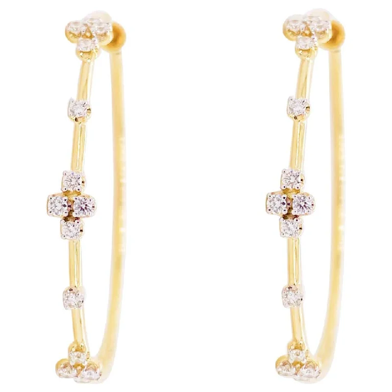 Best hoop earrings with baroque pearls for a luxurious and elegant vibe-Diamond Clover Hoop Earrings