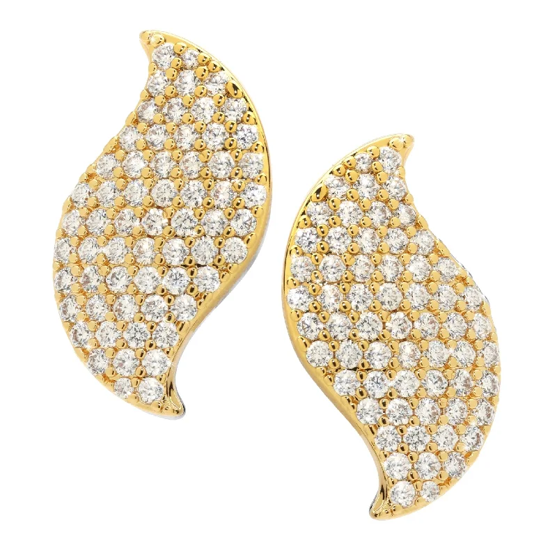 Best hoop earrings with blackened metal for an edgy and bold appearance-Diamond Leaf Studs