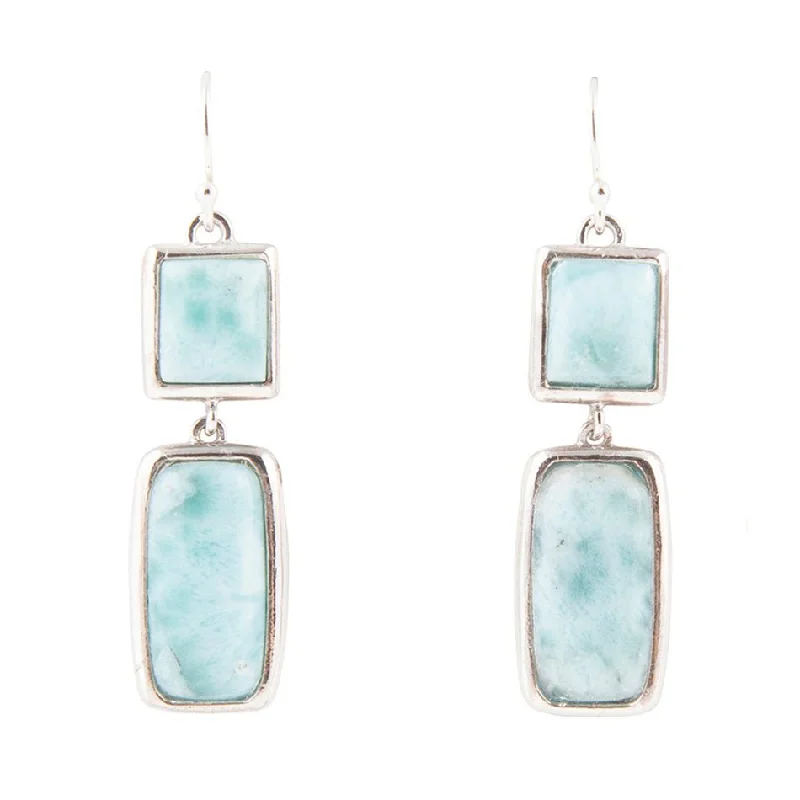 Best hoop earrings with blackened metal for an edgy and bold appearance-Drops of Blue Larimar Sterling Silver Earrings