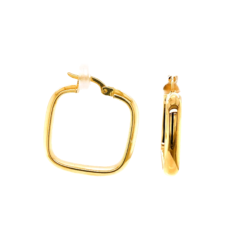 Hoop earrings with multi-tone finishes for a colorful and layered effect-14 Karat Small Square Hoop Earrings