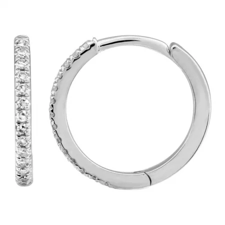 Best hoop earrings with textured silver for a rustic and organic finish-14K White Gold 12MM Diamond Huggie Earrings