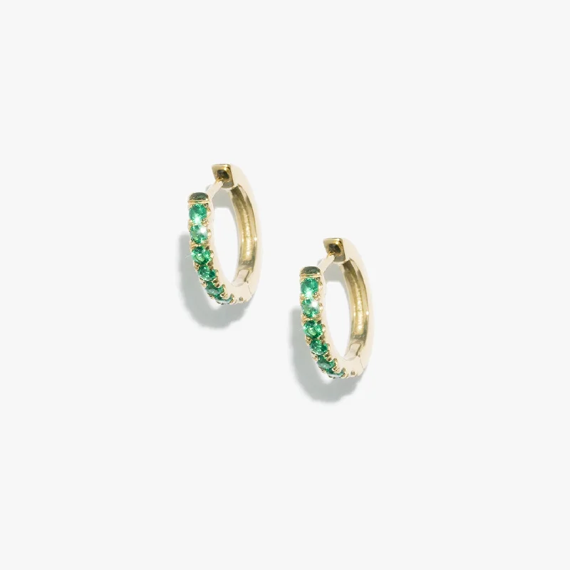 Best hoop earrings with geometric hexagon shapes for a modern, angular look-Emerald Satellite Huggies (Pair)