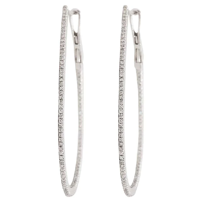 Best hoop earrings with geometric shapes for a modern and artistic appeal-Diamond Oval Inside Out Hoop Earrings