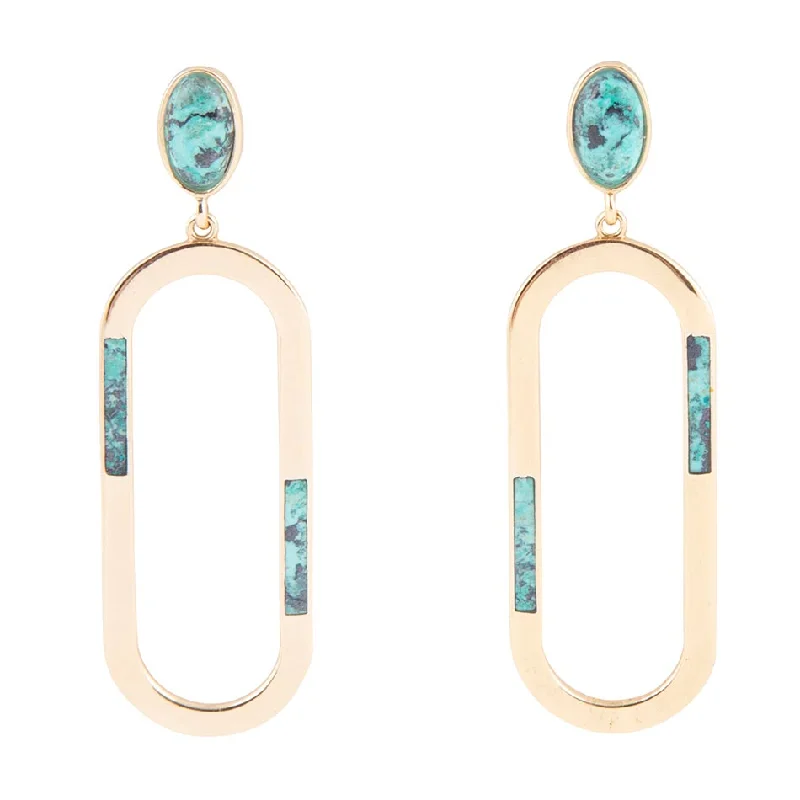 Best hoop earrings with asymmetrical designs for a fashion-forward, avant-garde look-In the Loop Blue Chrysocolla Golden Earrings