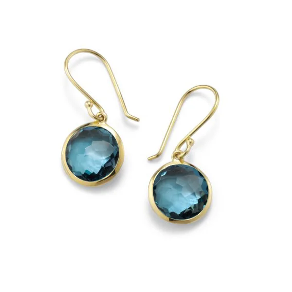 Best hoop earrings with detachable studs for a versatile and adjustable accessory-IPPOLITA Rock Candy 18K Yellow Gold Lollipop Mini Earrings in London Blue Topaz