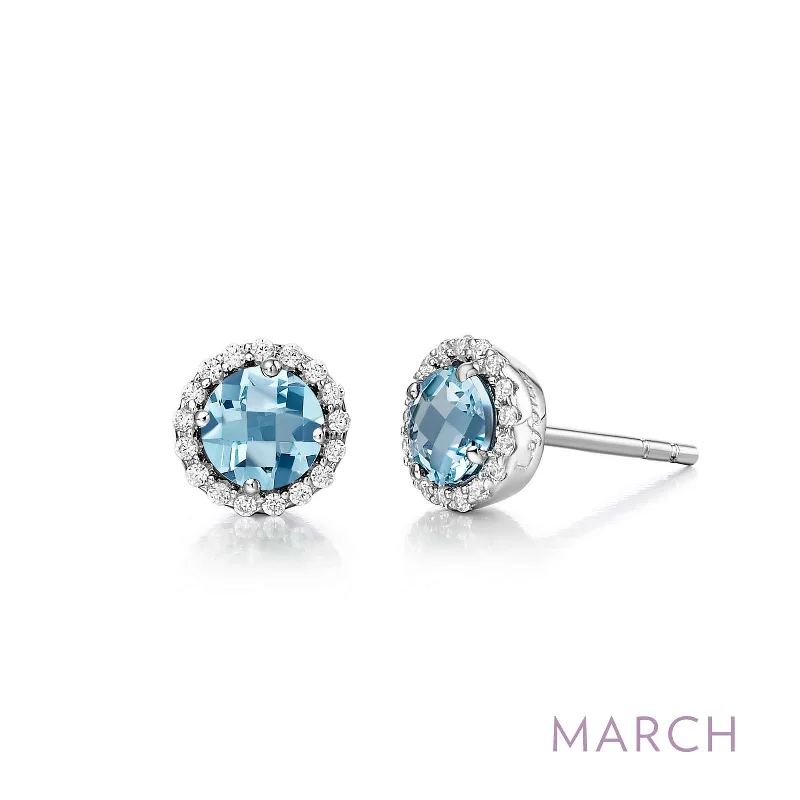 Best hoop earrings with geometric pendants for a modern, chic appeal-Lafonn Simulated Diamond Aquamarine Birthstone Earrings - March BE001AQP