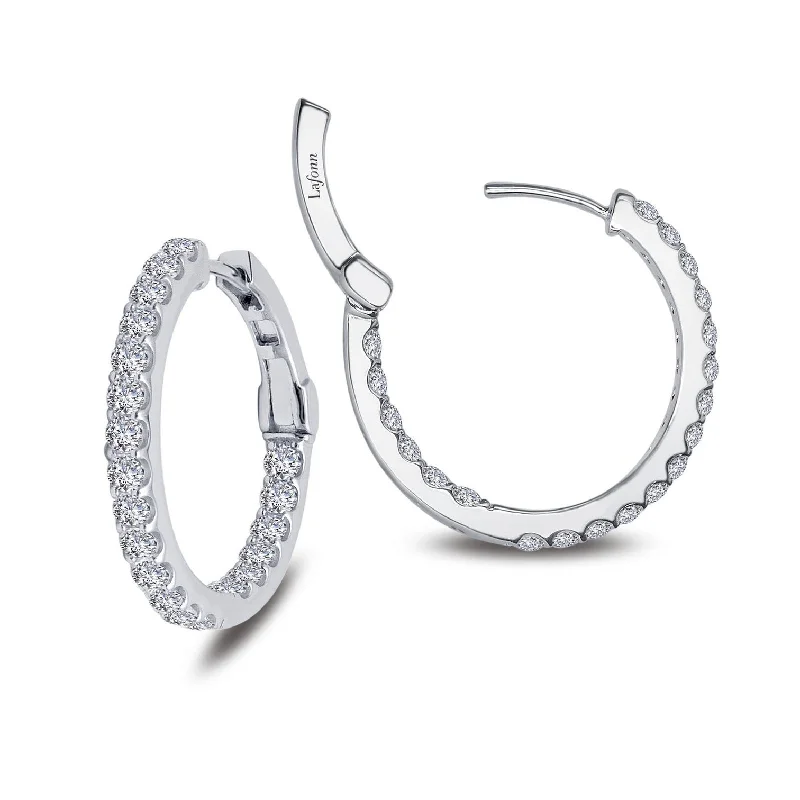 Best hoop earrings with multi-colored gemstones for a vibrant and lively touch-Lafonn Simulated Diamond 1.60ct Inside Out 20mm Hoop Earrings E3015CLP