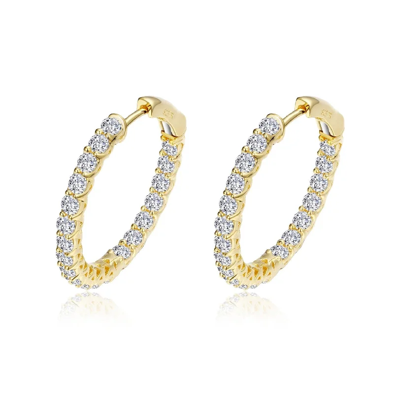 Hoop earrings with rhinestone-studded rims for a glamorous touch-Lafonn Simulated Diamond 2.00ct Inside Out 20mm Hoop Earrings E3018CLG