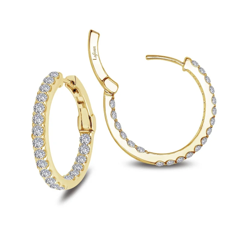 Hoop earrings with oversized pearl accents for a statement-making look-Lafonn Simulated Diamond 1.60ct Inside Out 20mm Hoop Earrings E3015CLG