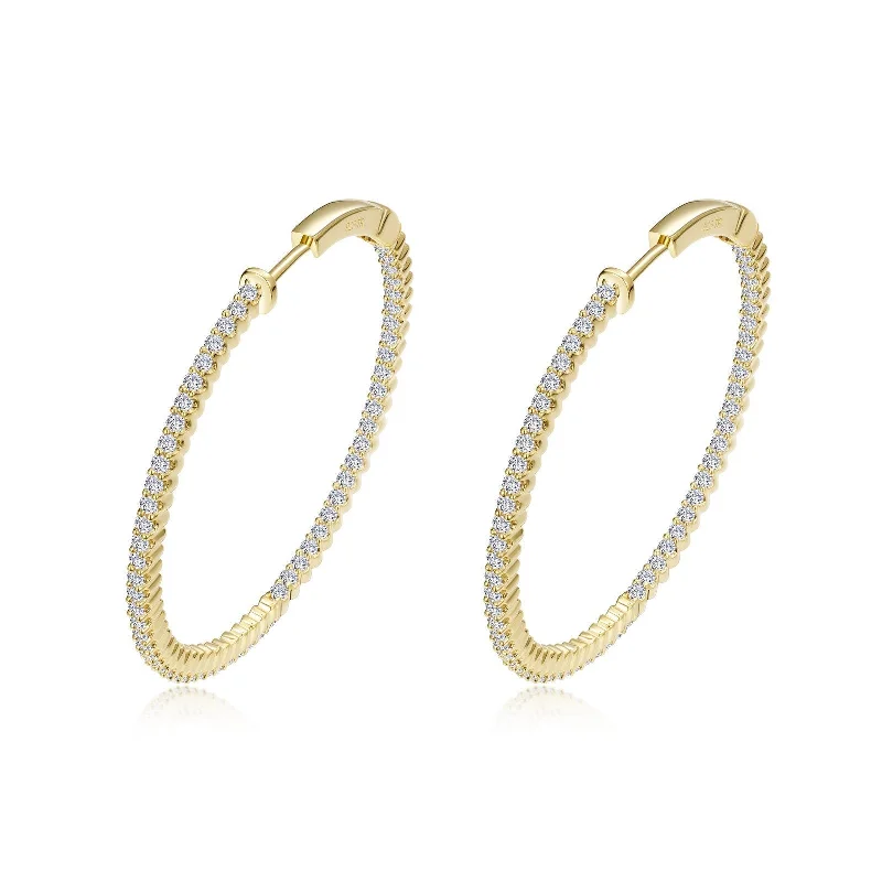 Hoop earrings with luxe velvet finishes for a rich and luxurious touch-Lafonn Simulated Diamond 1.77ct Inside Out 35mm Hoop Earrings E3006CLG