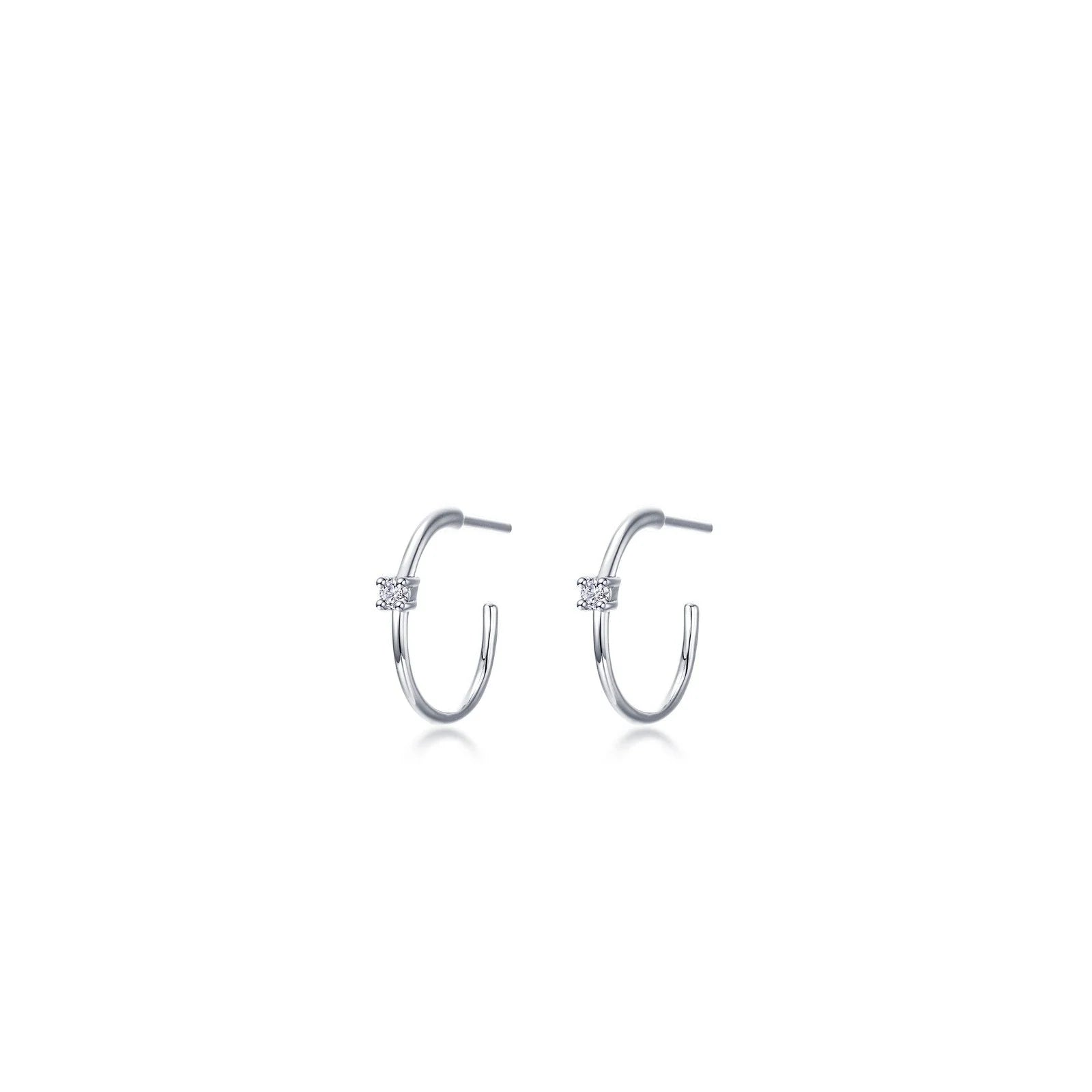 Hoop earrings with a matte finish for a sleek and sophisticated appearance-Lafonn Simulated Diamond 15mm High Polished Hoop Earrings E0628CLP00