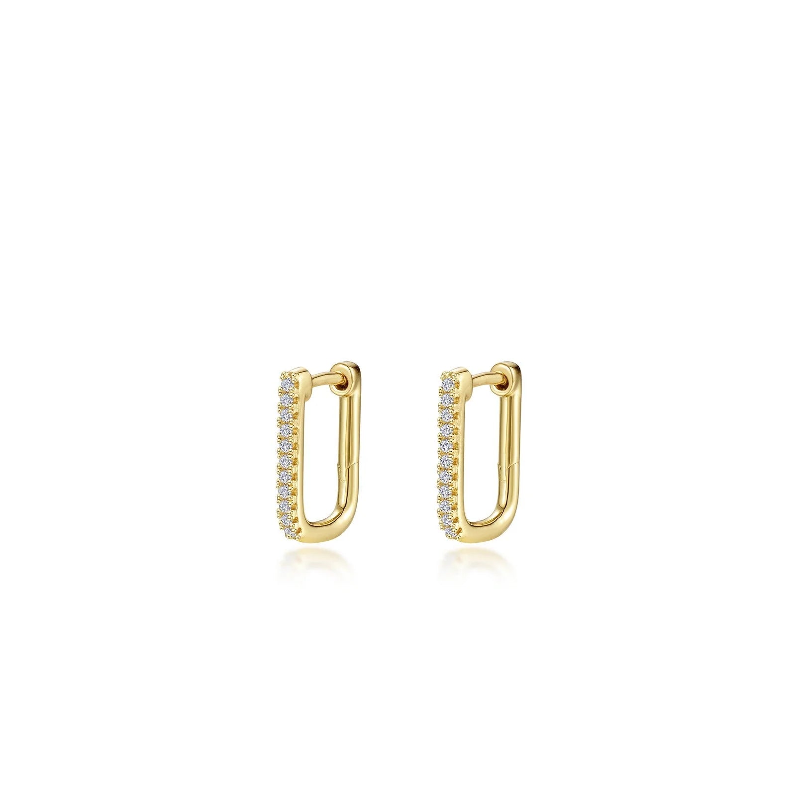 Hoop earrings with oversized designs for a bold, fashion-forward statement-Lafonn Simulated Diamond 15mm x 11mm Rectangle Hoop Earrings E0630CLG00