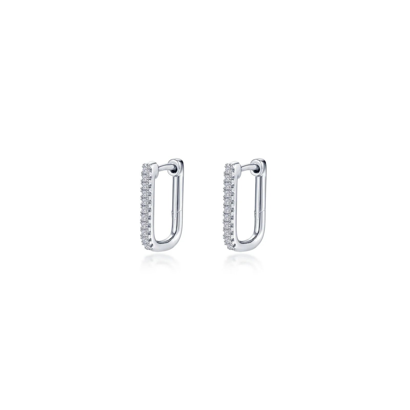 Small hoop earrings for a delicate and understated everyday wear-Lafonn Simulated Diamond Rectangle Hoop Earrings E0630CLP00