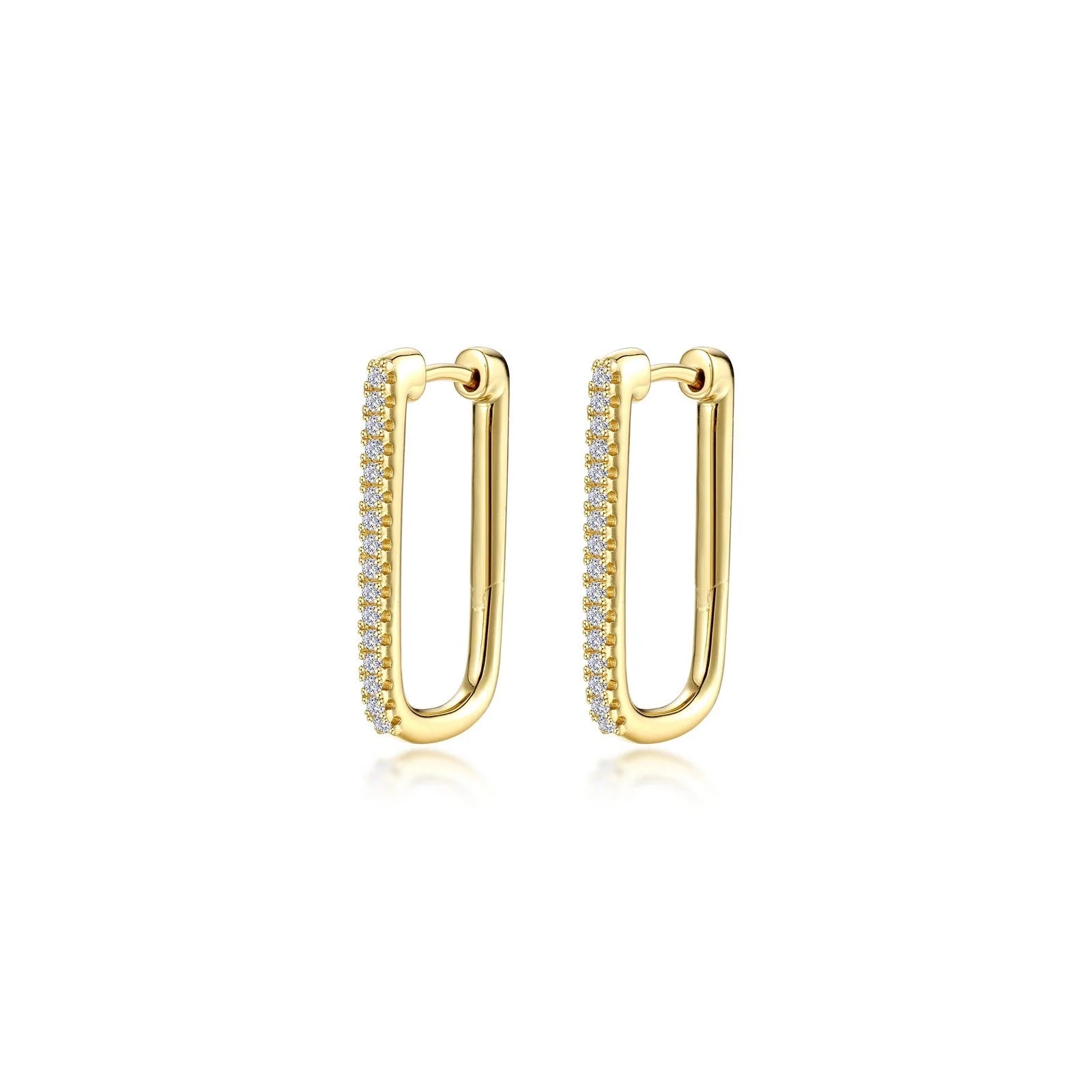 Best hoop earrings with delicate chain details for a trendy and stylish design-Lafonn Simulated Diamond 25mm x 14.3mm Rectangle Hoop Earrings E0632CLG00