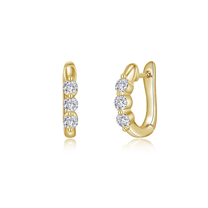 Hoop earrings with circle designs for a classic and timeless shape-Lafonn Simulated Diamond 3 Stone Huggie Hoop Earrings E0558CLG