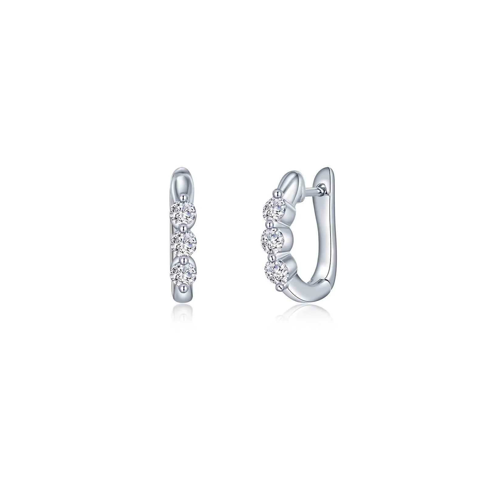 Best hoop earrings with infinity designs for a timeless and meaningful symbol-Lafonn Simulated Diamond 3-Stone Huggie Hoop Earrings E0617CLP00