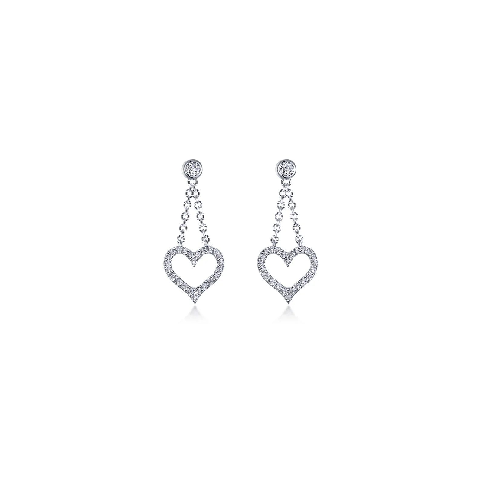 Stylish hoop earrings with diamond accents for an elegant and sparkling effect-Lafonn Simulated Diamond Cut-out Heart Dangle Earrings E0616CLP00