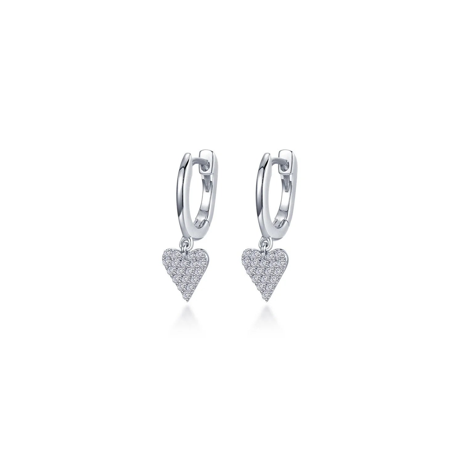 Best hoop earrings with sterling silver for an affordable and chic design-Lafonn Simulated Diamond Mini Dangling Heart Huggie Earrings E0625CLP00