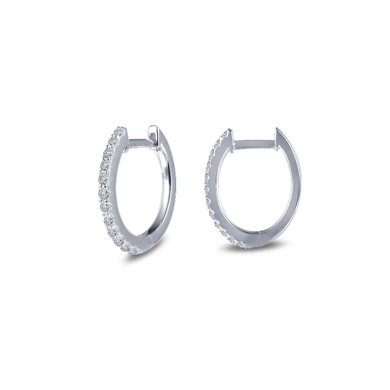 Best hoop earrings with matte finish for a sophisticated, understated design-Lafonn Simulated Diamond Oval Huggie Hoop Earrings E0345CLP