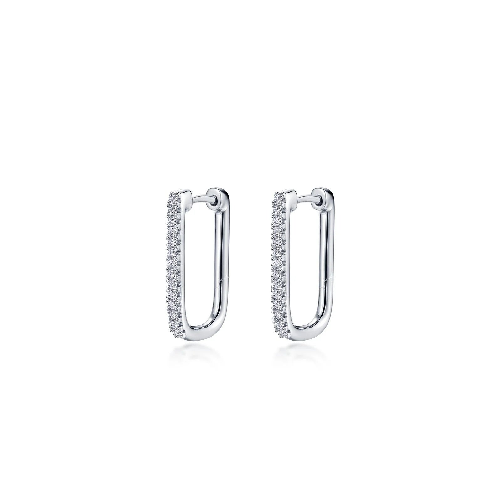 Best hoop earrings with Swarovski crystals for added sparkle and luxury-Lafonn Simulated Diamond Rectangle Hoop Earrings E0631CLG00