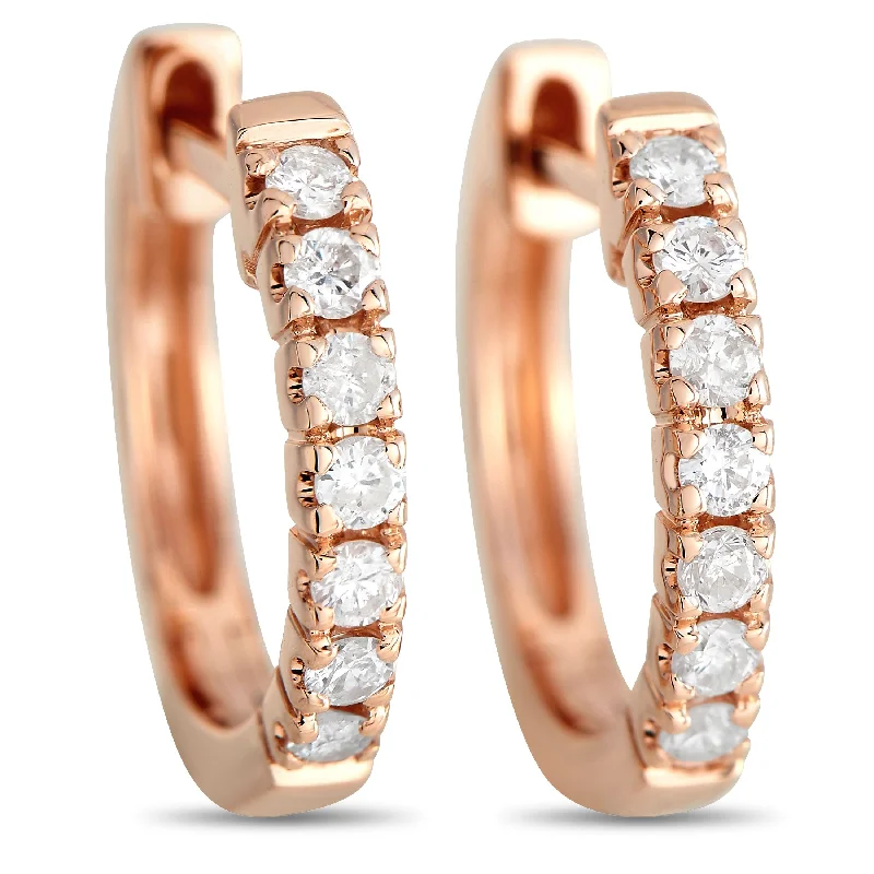 Hoop earrings with spiral designs for a dynamic and fluid look-LB Exclusive 14K Rose Gold 0.25ct Diamond Hoop Earrings