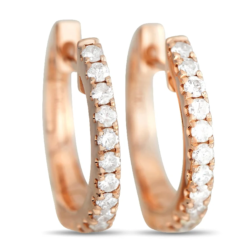 Hoop earrings with infinity loop designs for a continuous and eternal shape-LB Exclusive 14K Rose Gold 0.31ct Diamond Hoop Earrings