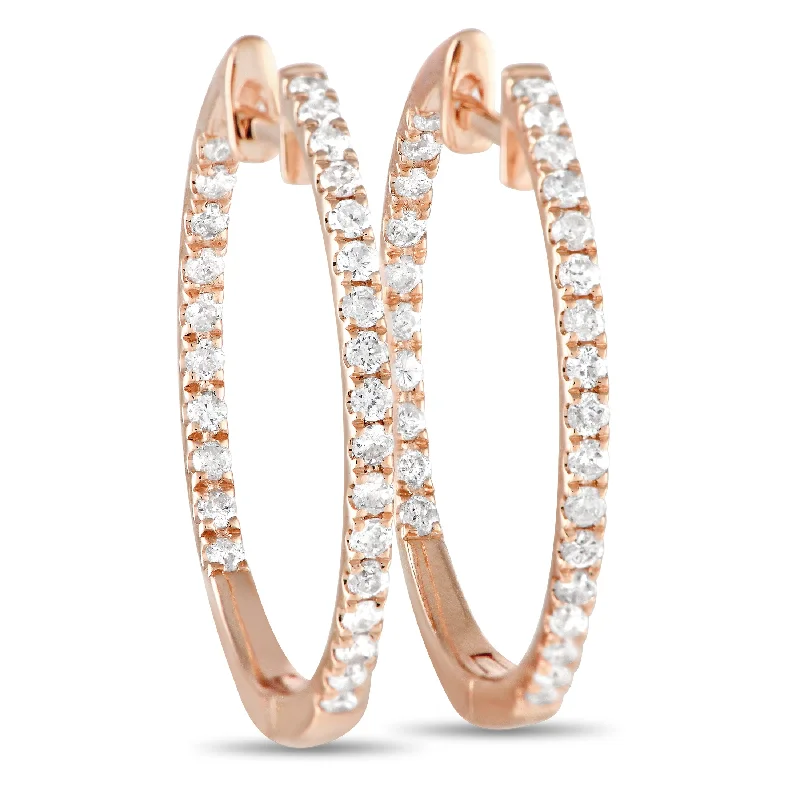 Hoop earrings with hearts for a sweet and romantic gesture-LB Exclusive 14K Rose Gold 0.50ct Diamond Inside-Out Hoop Earrings